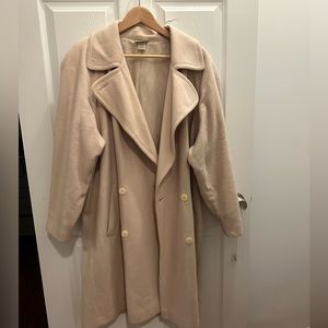 Vintage Cashmere Wool Blend Coat Winter White 8